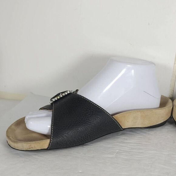 Spring Step L'artiste Women's EU40 US9-9,5 Black Leather One Strap Slide Sandals - Picture 7 of 13